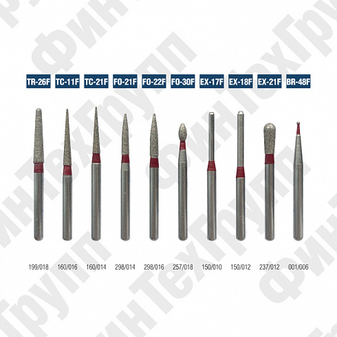 Алмазные боры TR-26F, TC-11F TC-21F, FO-21F FO-30F, EX-17F EX-21F, BR-48F нумерация идентична борам MANI